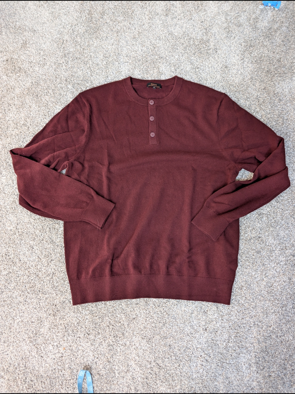 Quince Men's 100% Mongolian Cashmere Burgundy Henley Sweater XL NWOT